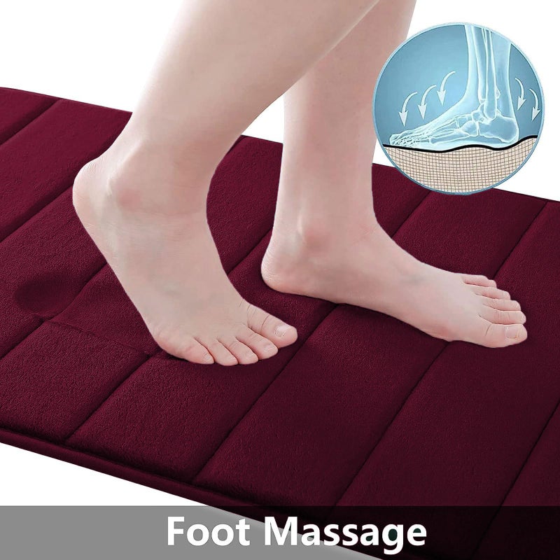 Buganda Memory Foam Bath Mat, 30" x 20", Ultra Soft and Non-Slip Bathroom Rugs, Water Absorbent and Machine Washable Bath Rug for Bathroom, Shower, and Tub, Burgundy - Image 2